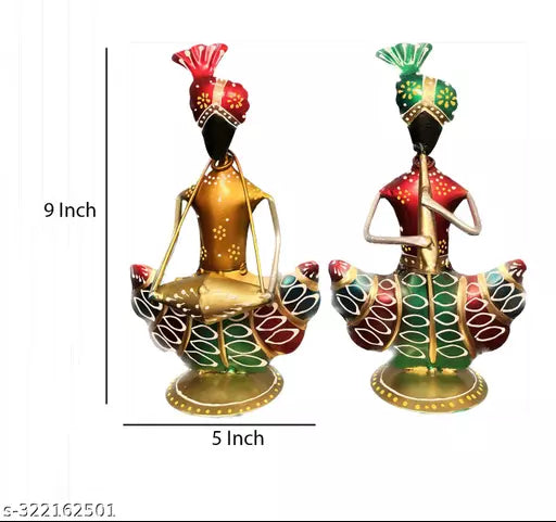 (Pack Of 2) Metal Multicolour Musician Table Décor Showpiece