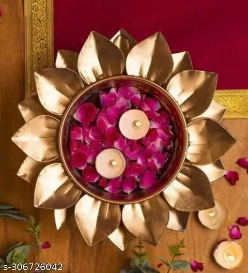 SM Arts Ghufran Petals Urli Bowl Iron Made Beautiful Decorative for Home Handcrafted Bowl for Floating Flowers and Tea Light Candles Home, Office and Table Decor| Diwali Decoration Items for Home