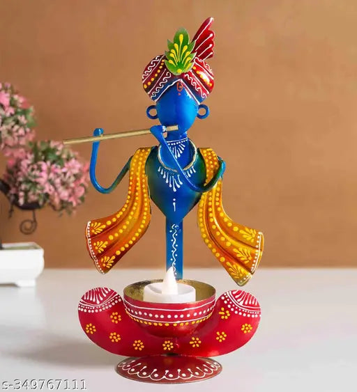 Metal krishna Showpiece Tea Light Holder