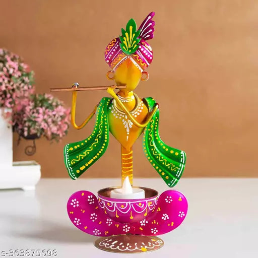 Metal krishna Showpiece Tea Light Holder