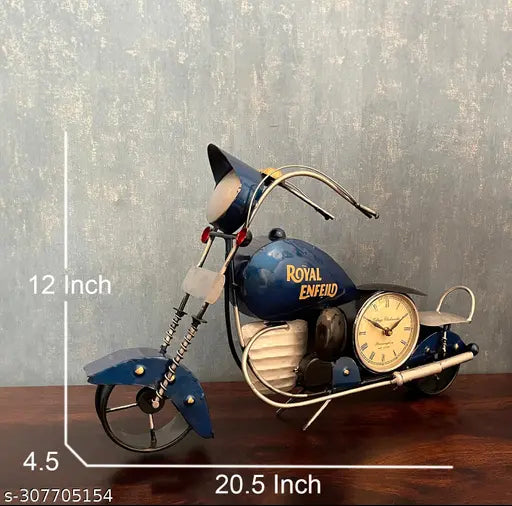 Kraphy Blue Iron Metal Speed Bike Shaped Wall Clock Home Office Bedroom and Hotel Decorative