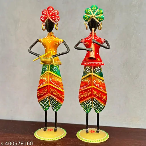 Kraphy Iron Rajasthani Langa Multi Color Decorative Musician Set Of 2