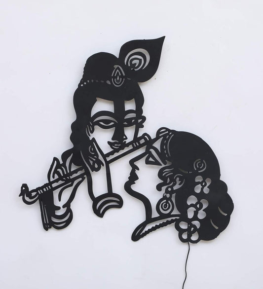 Brown Iron Radha Krishna Wall Art