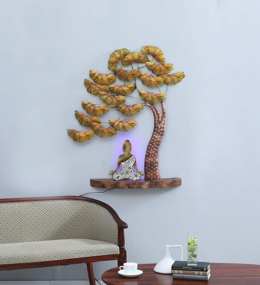 Buddha Tree Multicolor With Led Metal Wall Art,