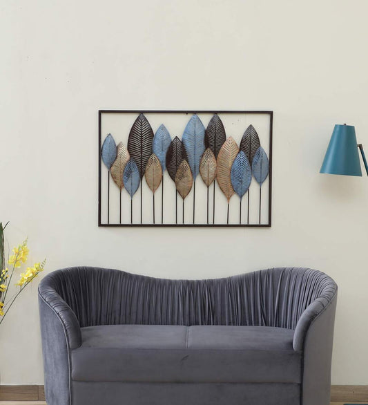 Metal Leaf Multicolour Wall Frame Metal Wall Art,