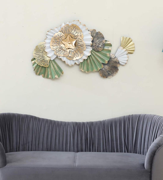 Flowers Leaf Multicolour Wall Panel Metal Wall Art,