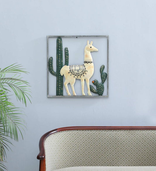 The Camel Multicolour Frame Metal Wall Art,